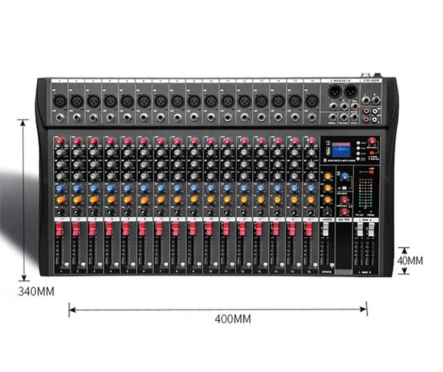 NNEDSZ Hridz 16 Channels Audio Sound Mixer Mixing DJ Console USB with 48V Phantom Power